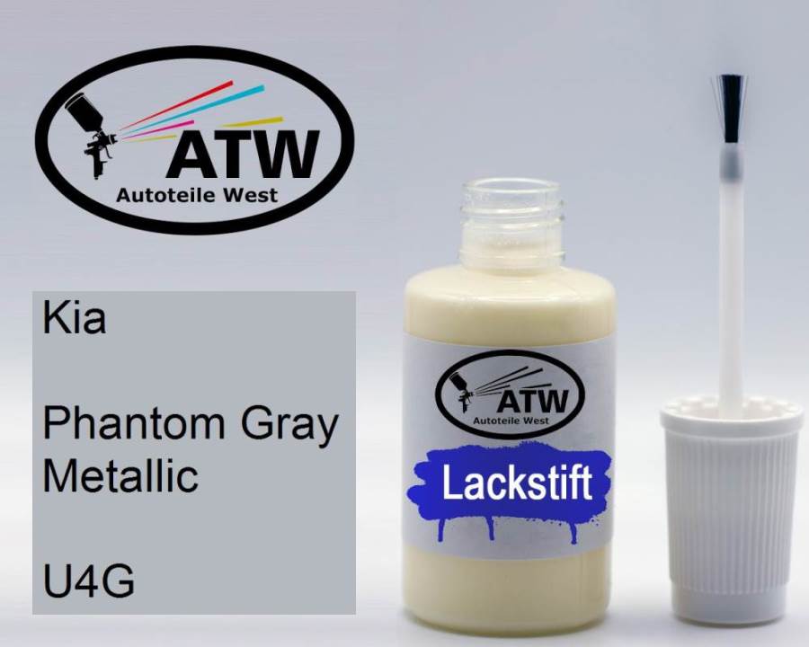 Kia, Phantom Gray Metallic, U4G: 20ml Lackstift, von ATW Autoteile West.